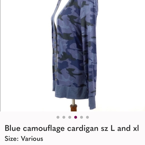 Women's Blue Camouflage Cardigan - Picture 4 of 6